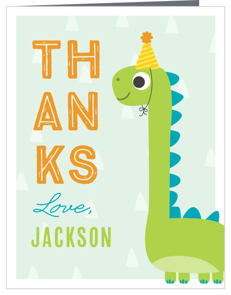 Thank your guests for making your event a blast with our Dino Party First Birthday Thank You Cards. 