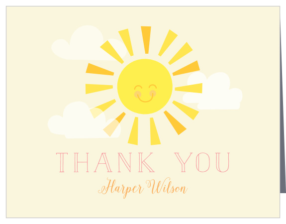 Our Ray of Sunshine First Birthday Cards let close friends and family know how much you appreciated their presence at your little one's celebration.
