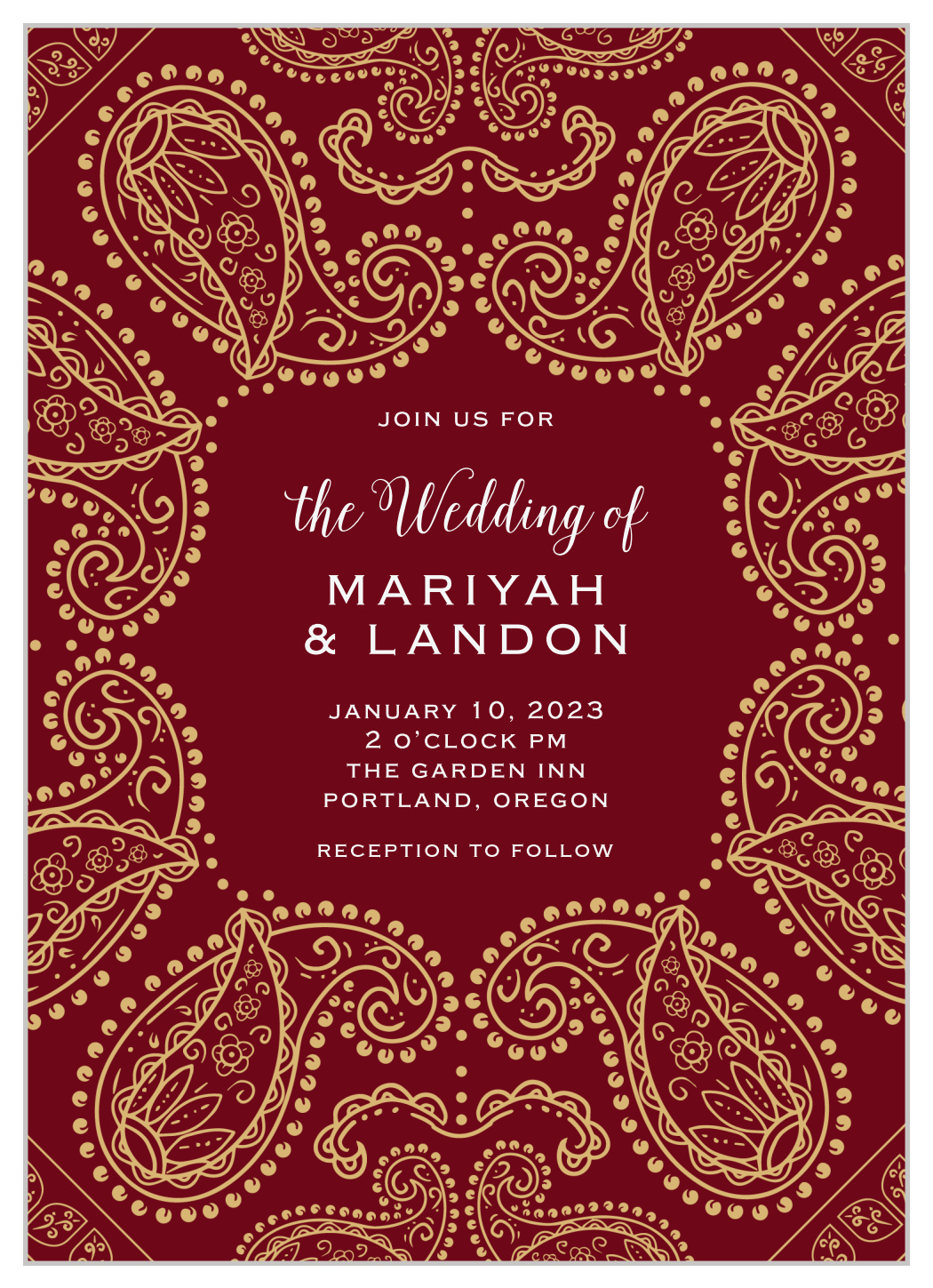 Precious Paisley Wedding Invitations