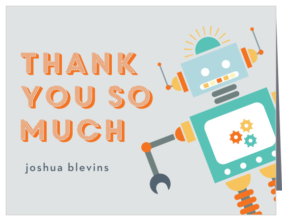There's no better way to let your party guests know you had a killer time with them than with our Robot Celebration First Birthday Party Thank You Cards!