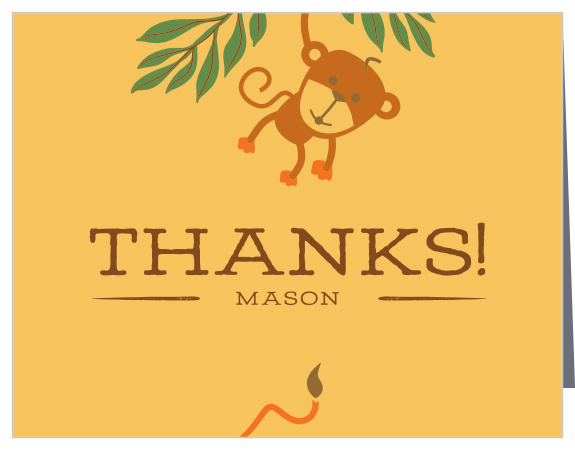If your child had a wild time at their party, thank all their friends with our Jungle Safari First Birthday Party Thank You Cards!