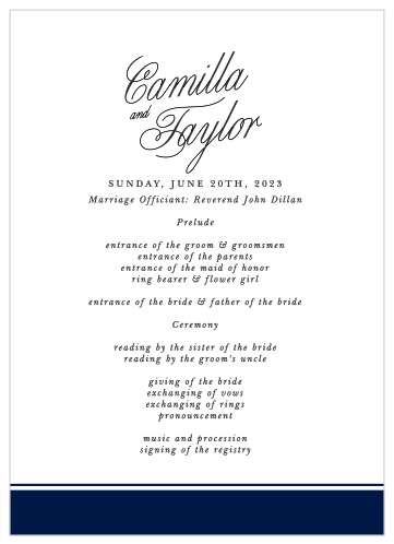 Calligraphic Slant Wedding Programs