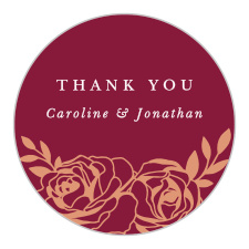 Seal all pockets, belly bands, and outgoing envelopes with our lovely Rose Outline Wedding Stickers!