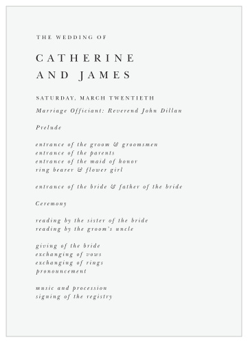 Classic Simplicity Wedding Programs