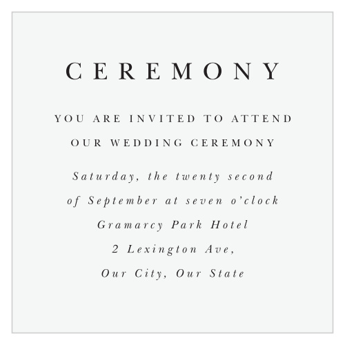 Classic Simplicity Ceremony Cards