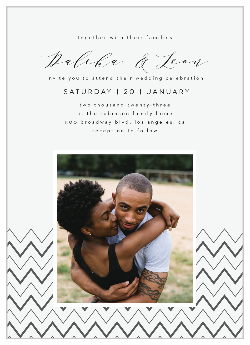 Chevron Ornamental Frame Wedding Invitations