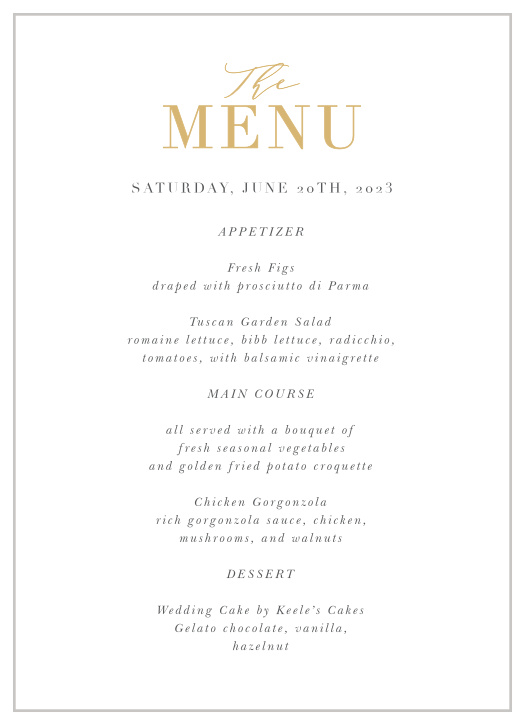 Perfectly Personalized Portrait Wedding Menus