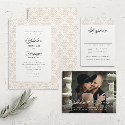 Damask Border Wedding Invitations