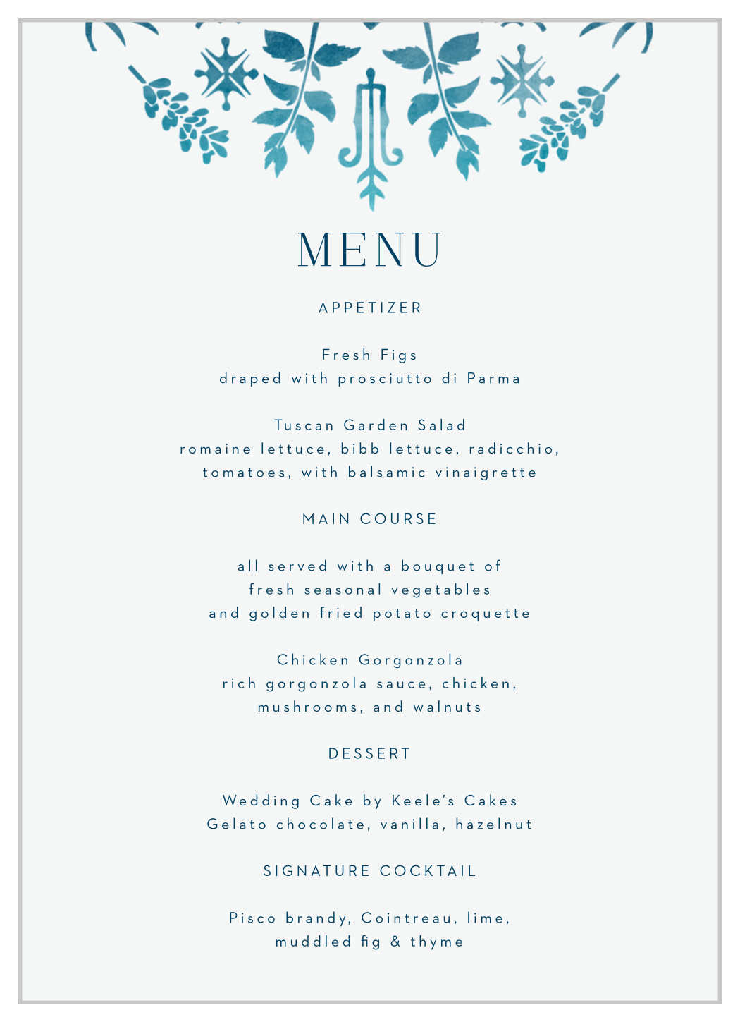 Painted Floral Wedding Menus
