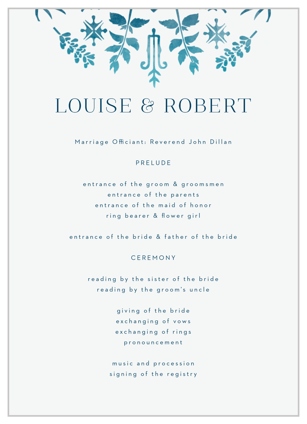 Painted Floral Wedding Programs