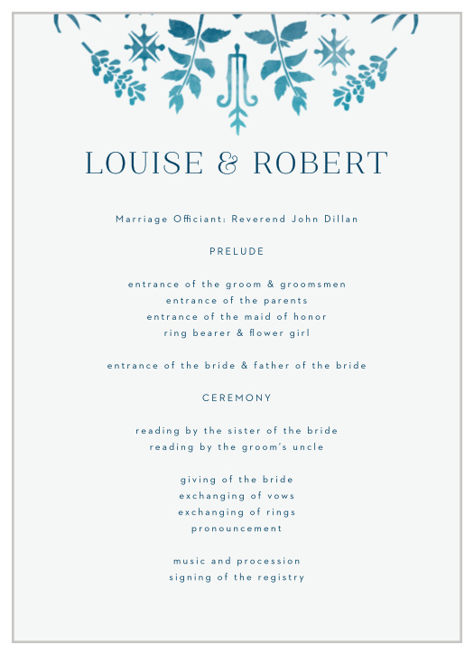Painted Floral Wedding Programs