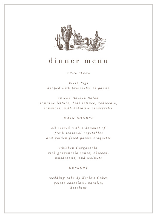 Desert Chic Wedding Menus