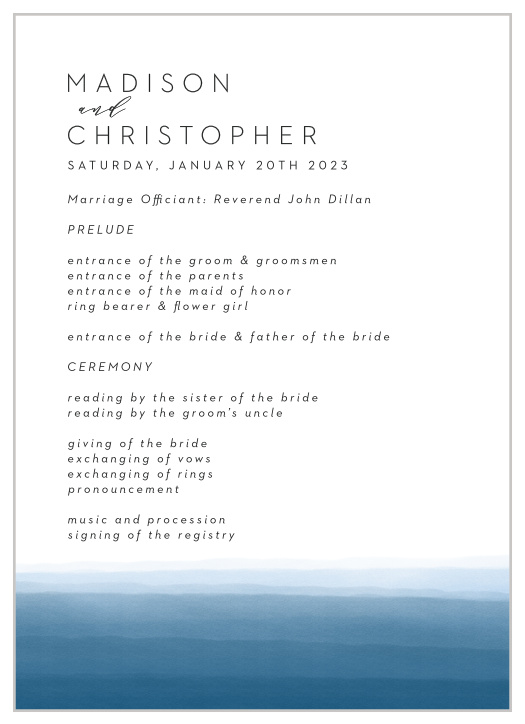 Watercolor Dip Wedding Programs