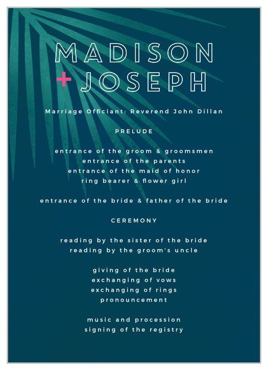 Retro Paradise Wedding Programs