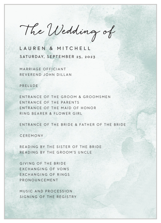 Watercolor Wash Wedding Programs