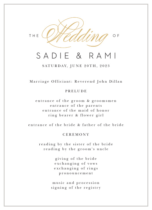 Make a lasting impression with our timeless Glamorous Chevron Wedding Programs.