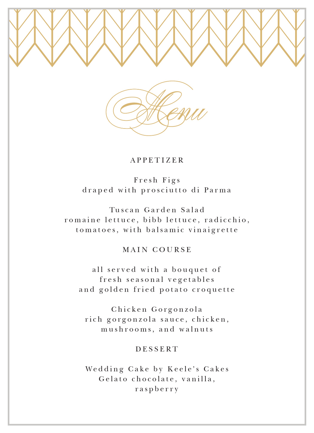 Glamorous Chevron Wedding Menus