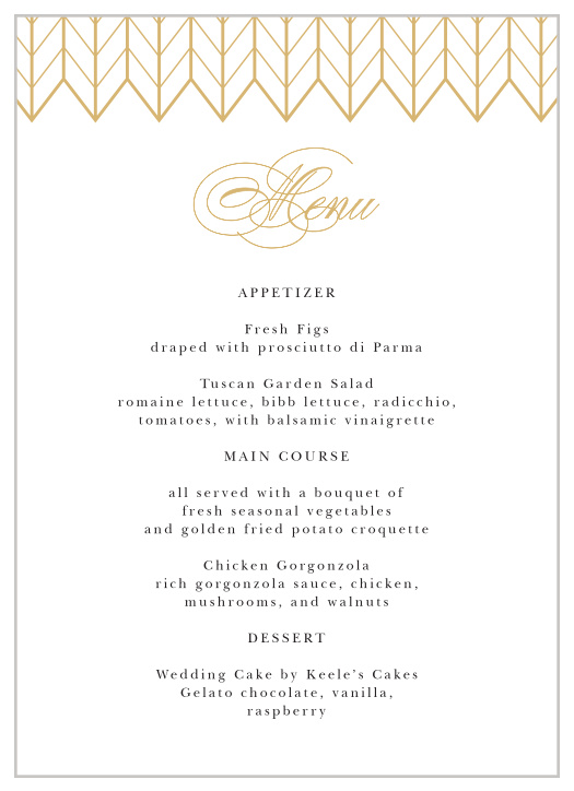 Glamorous Chevron Wedding Menus