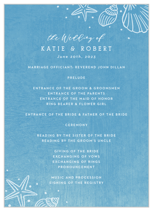 Rocky Beach Stamp Wedding Programs