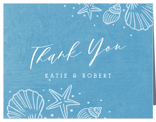 Our ocean-inspired Rocky Beach Stamp Wedding Thank You Cards are a perfect addition to your tropical wedding suite!
