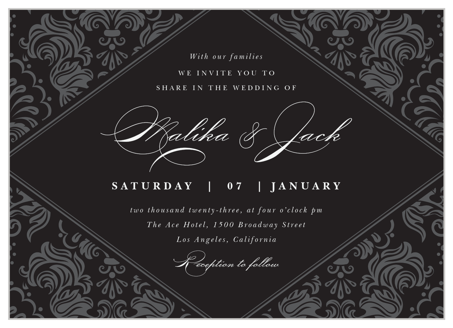 Formal Damask Wedding Invitations