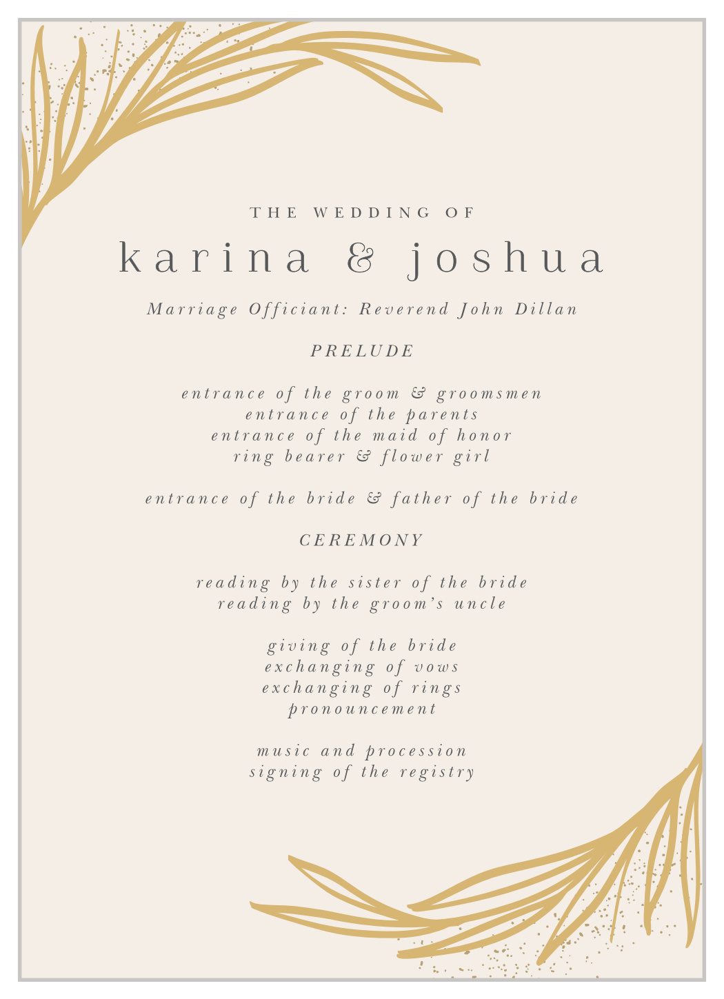 Simple Wreath Wedding Programs