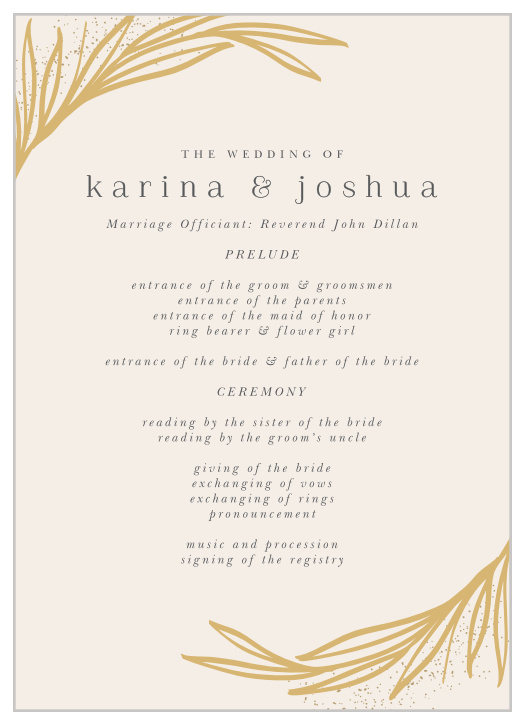 Simple Wreath Wedding Programs