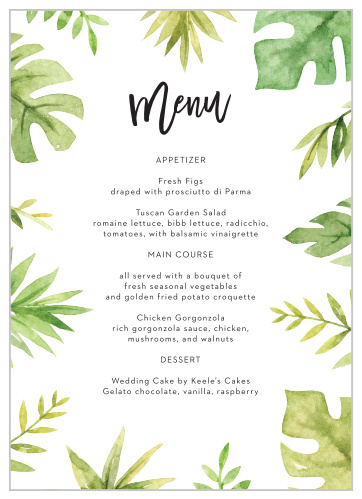 Fun Foliage Wedding Menus