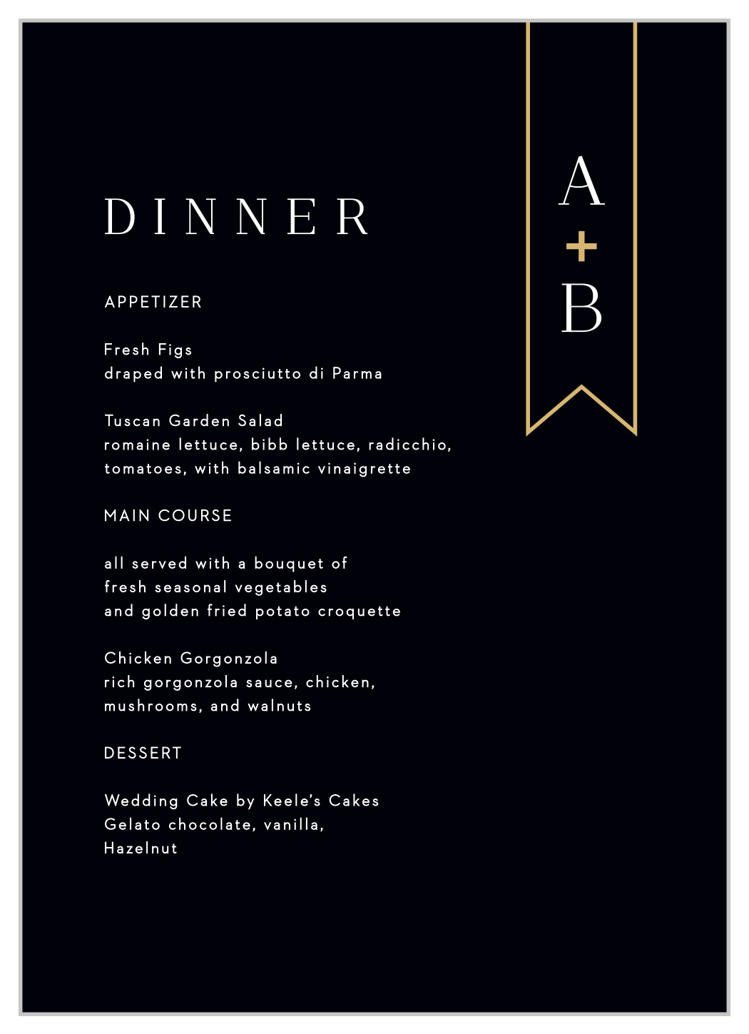 Minimalist Banner Wedding Menus