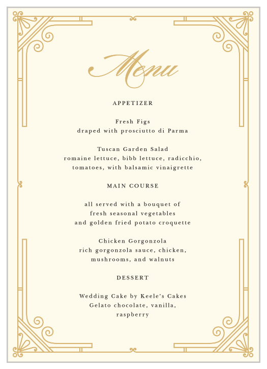Night Deco Wedding Menus