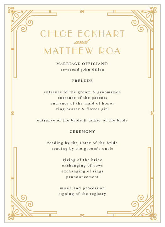 Night Deco Wedding Programs