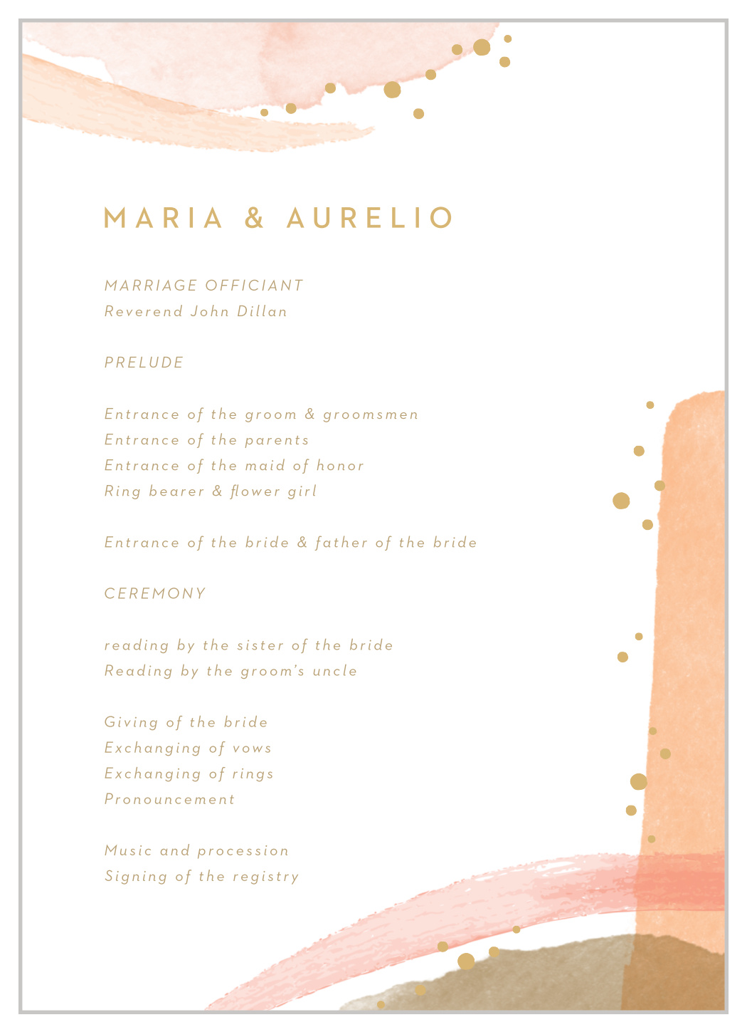 Modern Desert Wedding Programs