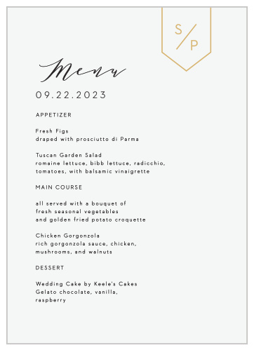 Minimalist Pennant Wedding Menus