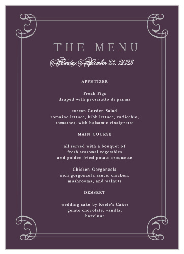 Victorian Frame Wedding Menus