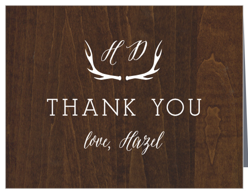 Woodgrain Antlers Baby Shower Thank You Cards