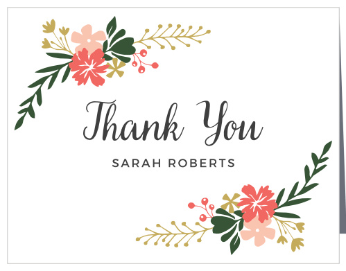 Calligraphy Flowers Baby Shower Thank You Cards