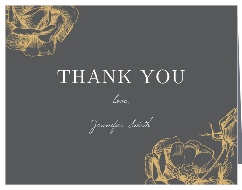 Sketched Rose Baby Shower Thank You Cards