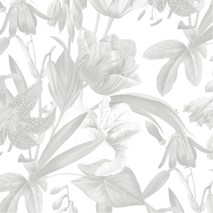 The classic design of our Flora Botanica Peel And Stick Removable Wallpaper features subtle, grey botanicals over a light background.