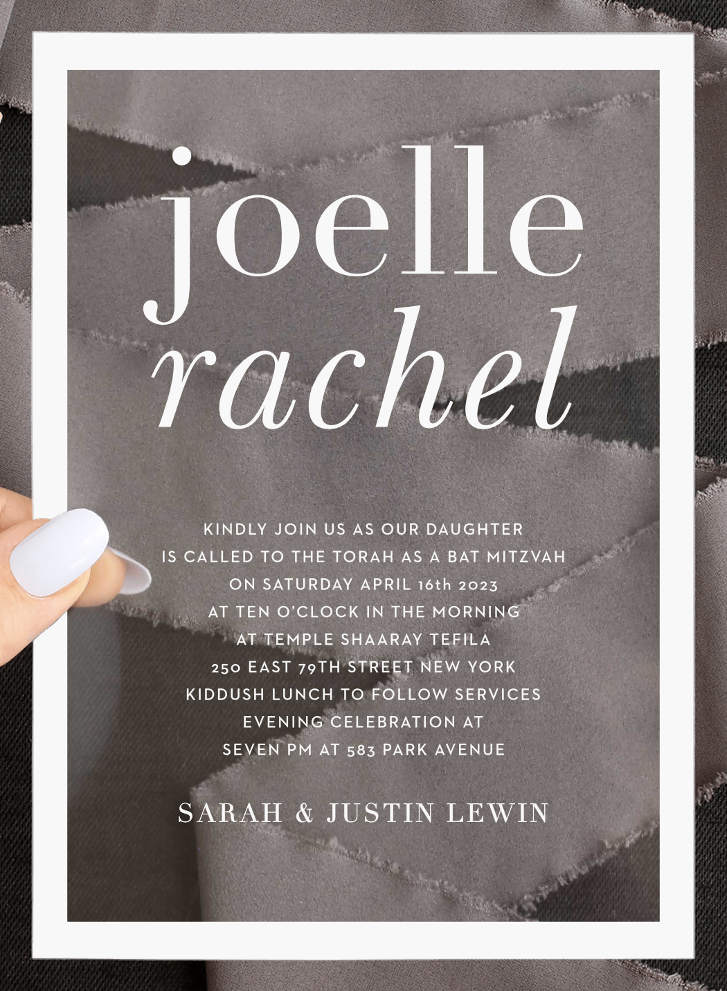 Bold Names Clear Bat Mitzvah Invitations