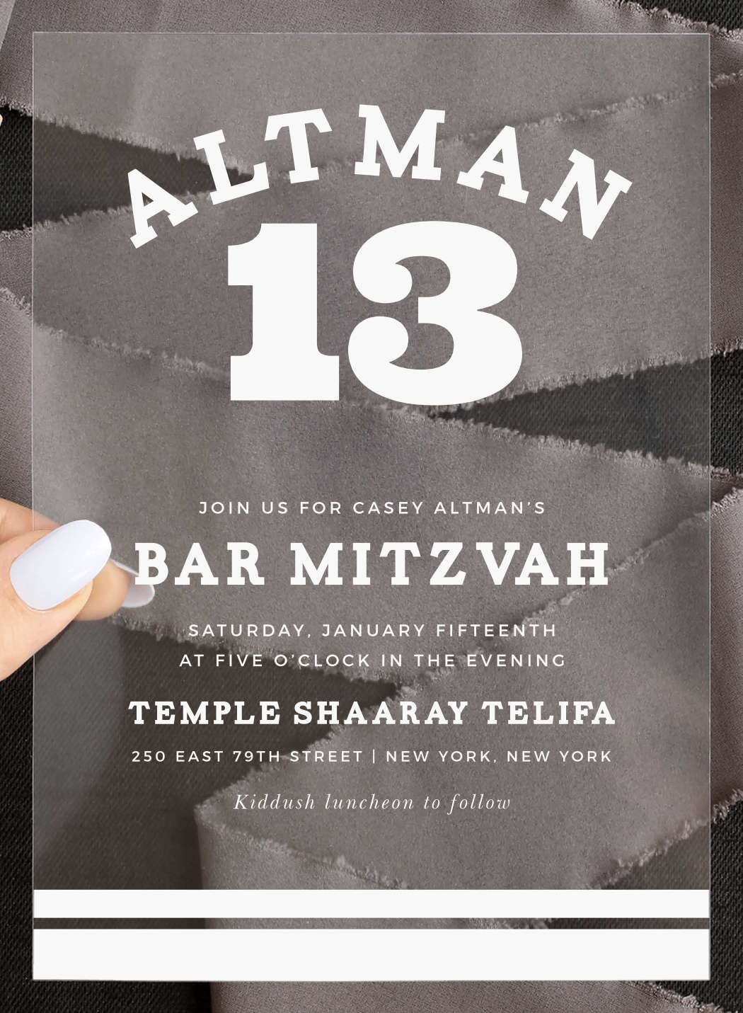 Sports Jersey Clear Bar Mitzvah Invitations