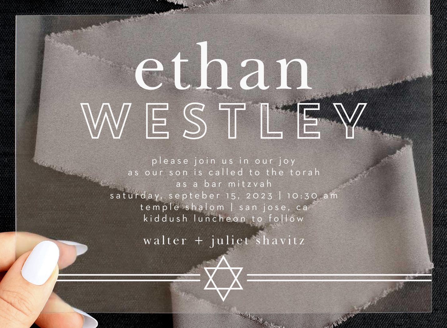 Cutting Edge Clear Bar Mitzvah Invitations