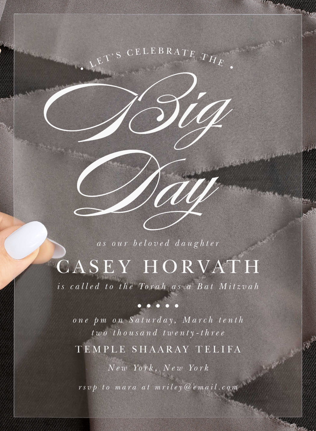 Big Day Clear Bat Mitzvah Invitations