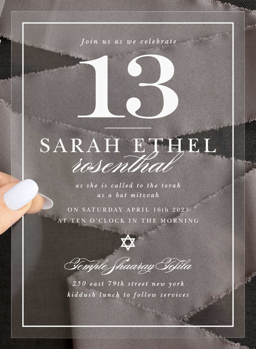 Thrilling Thirteen Clear Bat Mitzvah Invitations