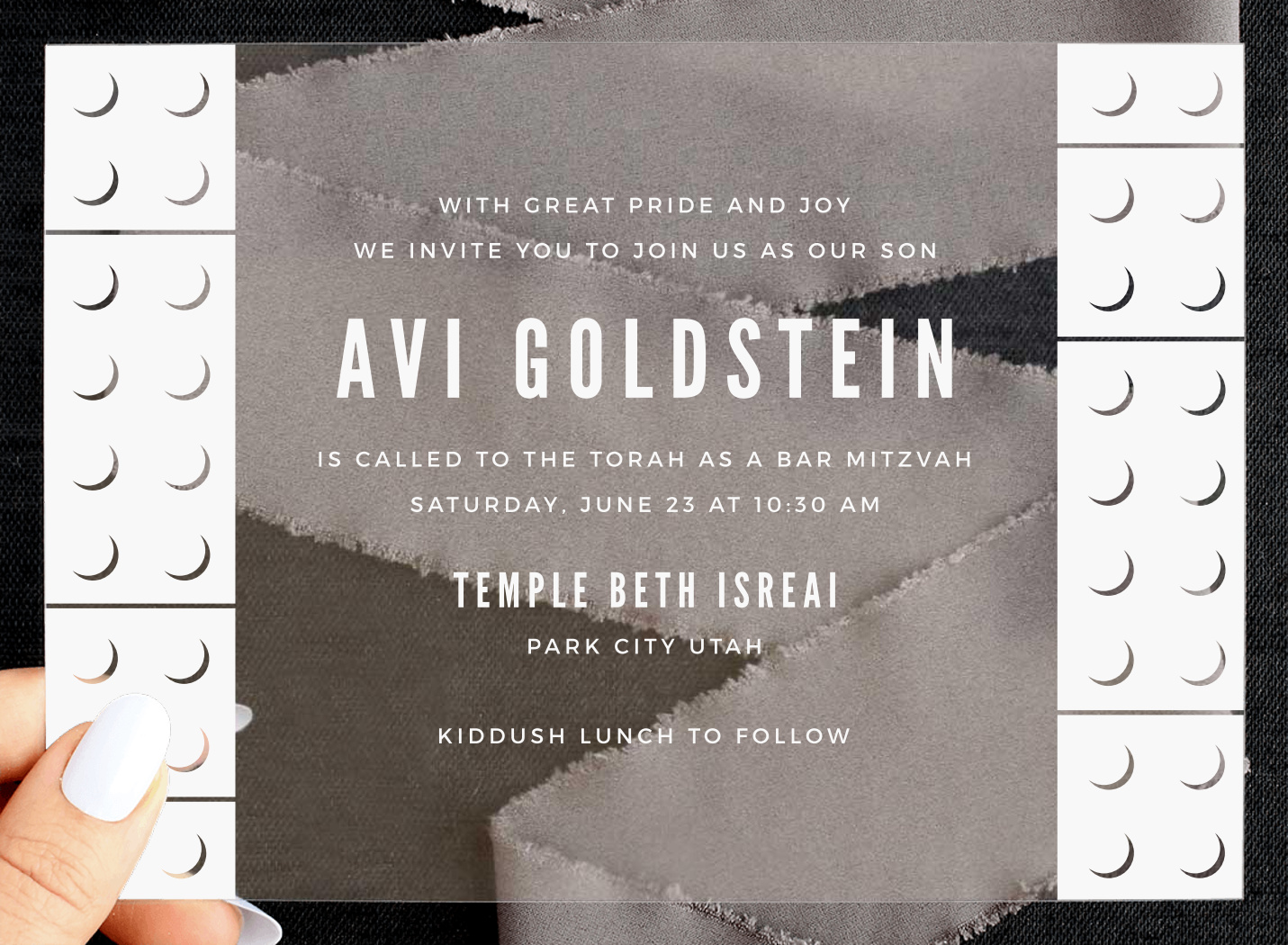 Construction Cubes Clear Bar Mitzvah Invitations