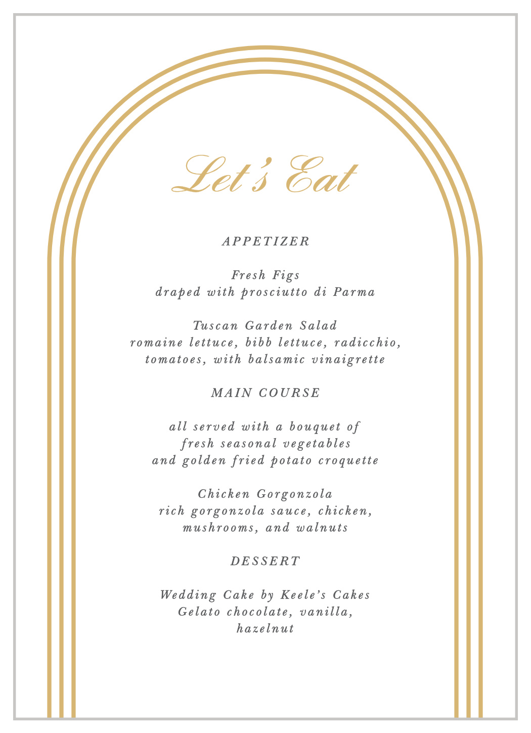 Simple Elegant Wedding Menus