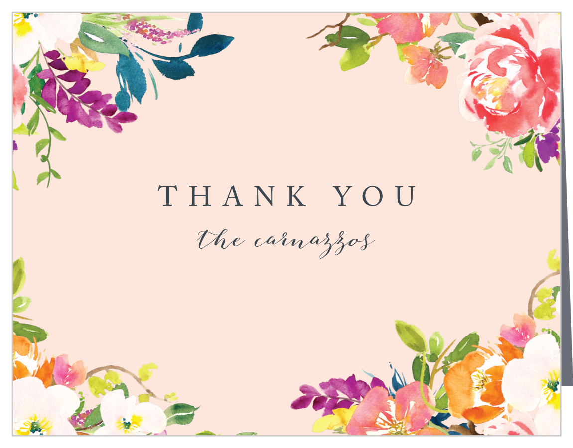 Spring Peach Wedding Thank You Cards