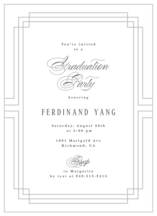Gather family and friends together to celebrate your momentous accomplishment with our Deco Grad Graduation Invitations. 