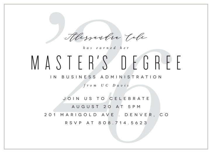 Our Master's Degree Graduation Invitations bring family and friends together to celebrate your academic achievement.