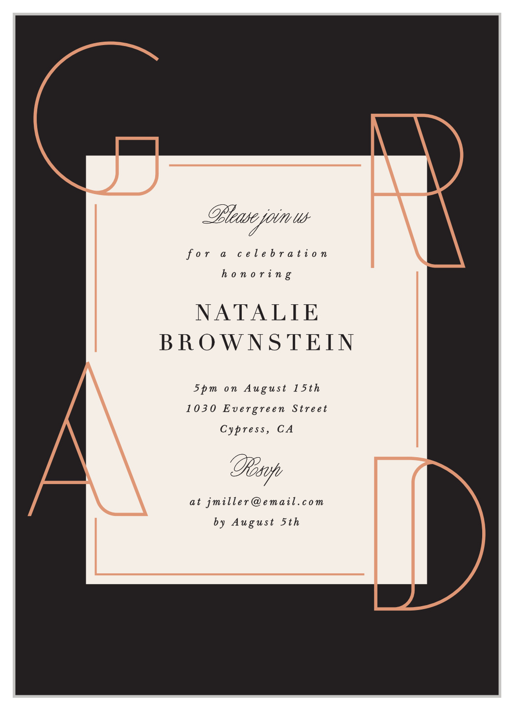 Outlined Grad Graduation Invitations