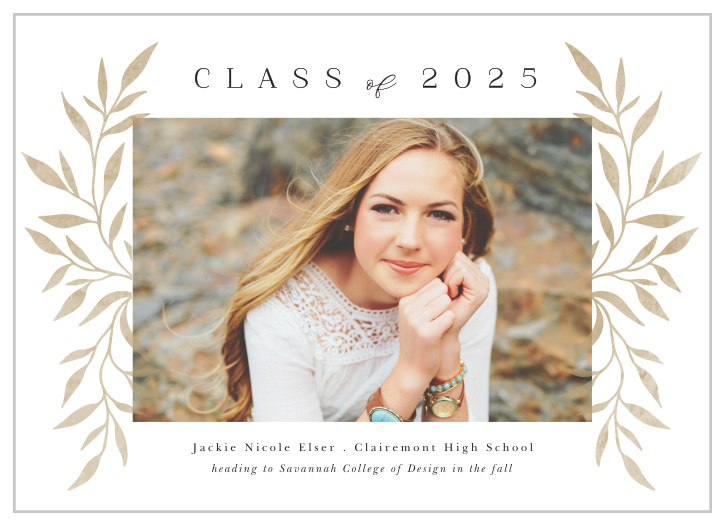 You’ve earned this day, so celebrate in style with our Wild Leaves Graduation Announcements. 